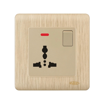 Picture of HEE By HAMKO Rose Gold 13A 3 Pin Multi Socket with Switch-Gold