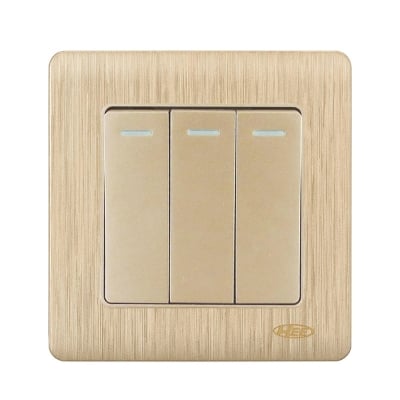Picture of HEE By HAMKO Rose Gold 3 Gang 1 Way Switch-Gold