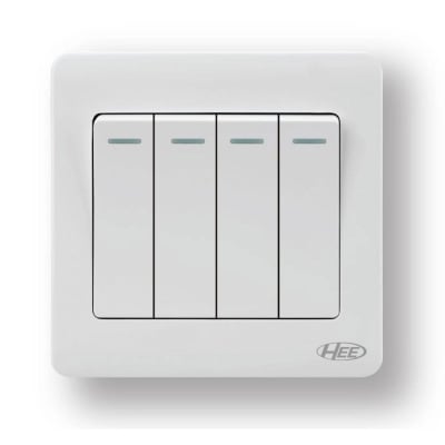 Picture of HEE By HAMKO Rose White 4 Gang 1 Way Switch-White