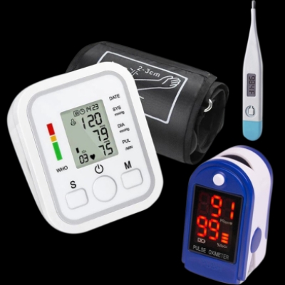 Picture of Digital Bp Checking Machine, Digital Thermometer And Digital Pulse Oxymeter, 3 Combo - Wither Black,M (8.7 - 12.5 inch)