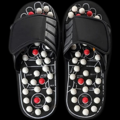 Picture of Spring Acupressure and Magnetic Therapy Accu Paduka Slippers - Unisex - Black