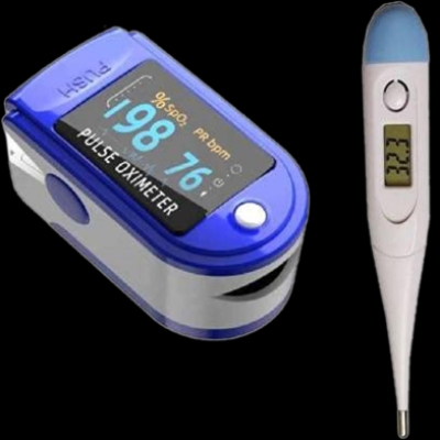 Picture of Pulse Oximeter Fingertip and Thermometer (Blue) Combo - Multicolor
