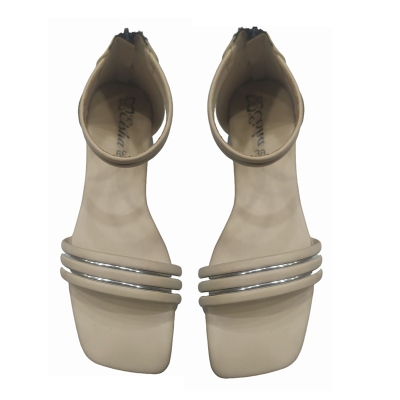Picture of Ladies Full Gorgeous Stylist Zip System Flat Heel Fashionable Sandals - Girls Cute Slim Sandal (Brown)