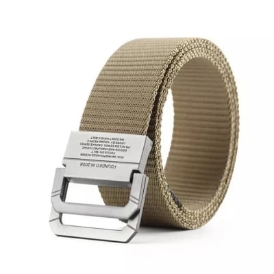 Picture of Mens belt secure your pants in style with Fashion canvas belt alloy bakal double ring double D Nylon elastic belt (One size)