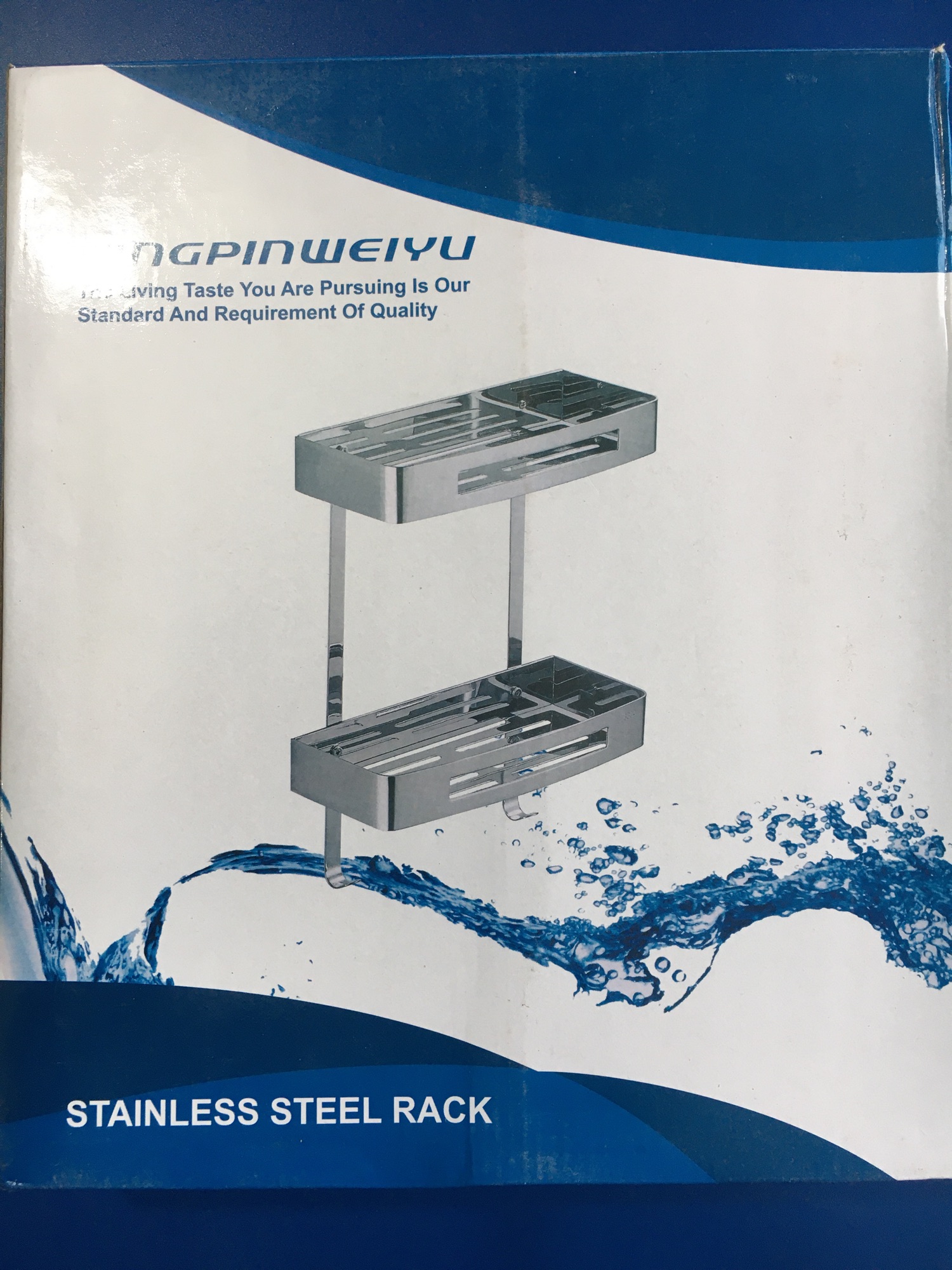 Picture of Wall Mounted Storage Shelves Racks | Stainless Steel Bathroom/Toilet Double Layer Shelf | Toilet Shampoo Soap Shower Holder (Double Layer with Hook) - bathroom accessories