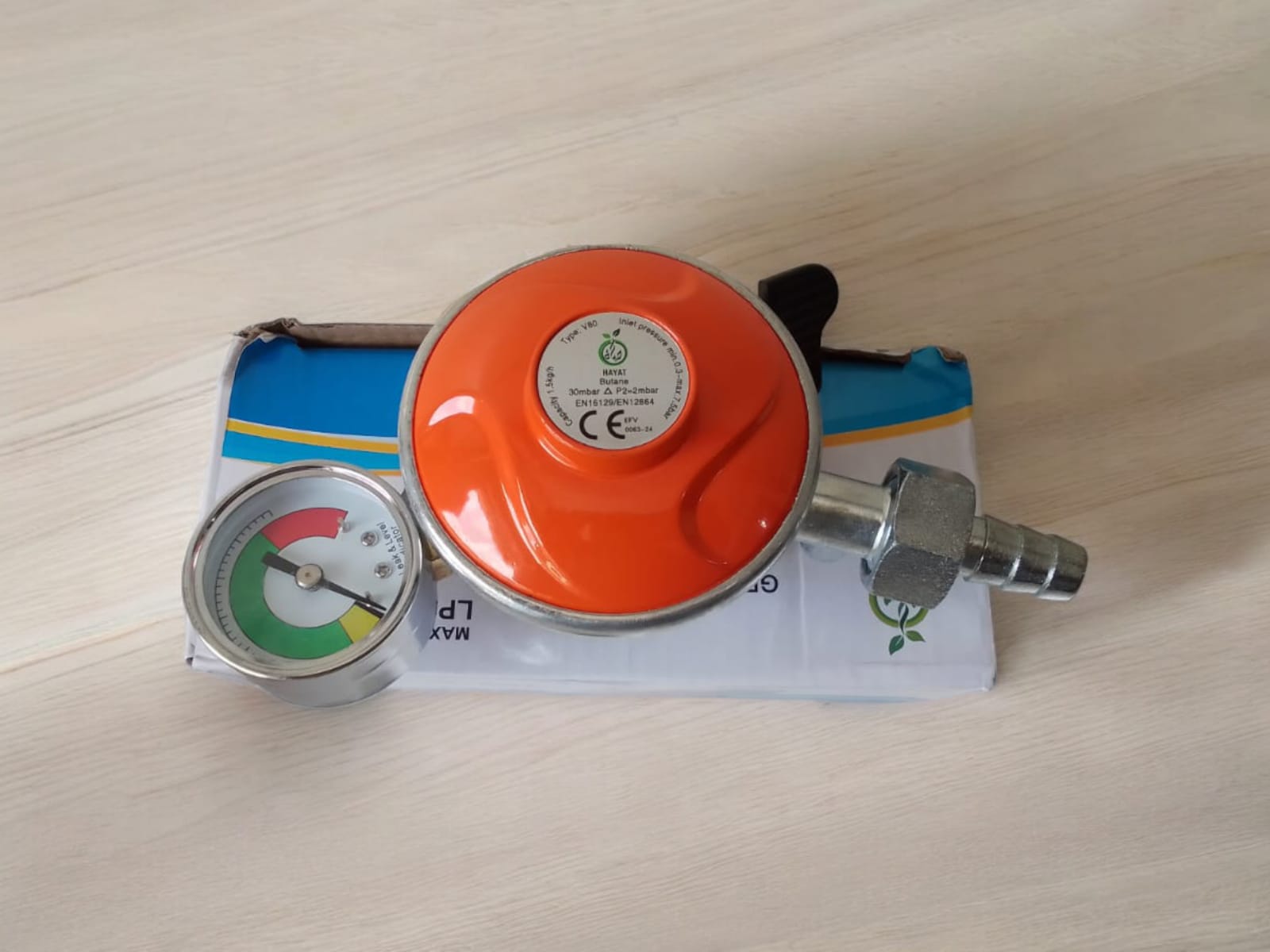 Picture of HAYAT Auto Safety GAS Regulator - High Quality Maximum Safety Device for LPG - 22MM with MeterMulticolor