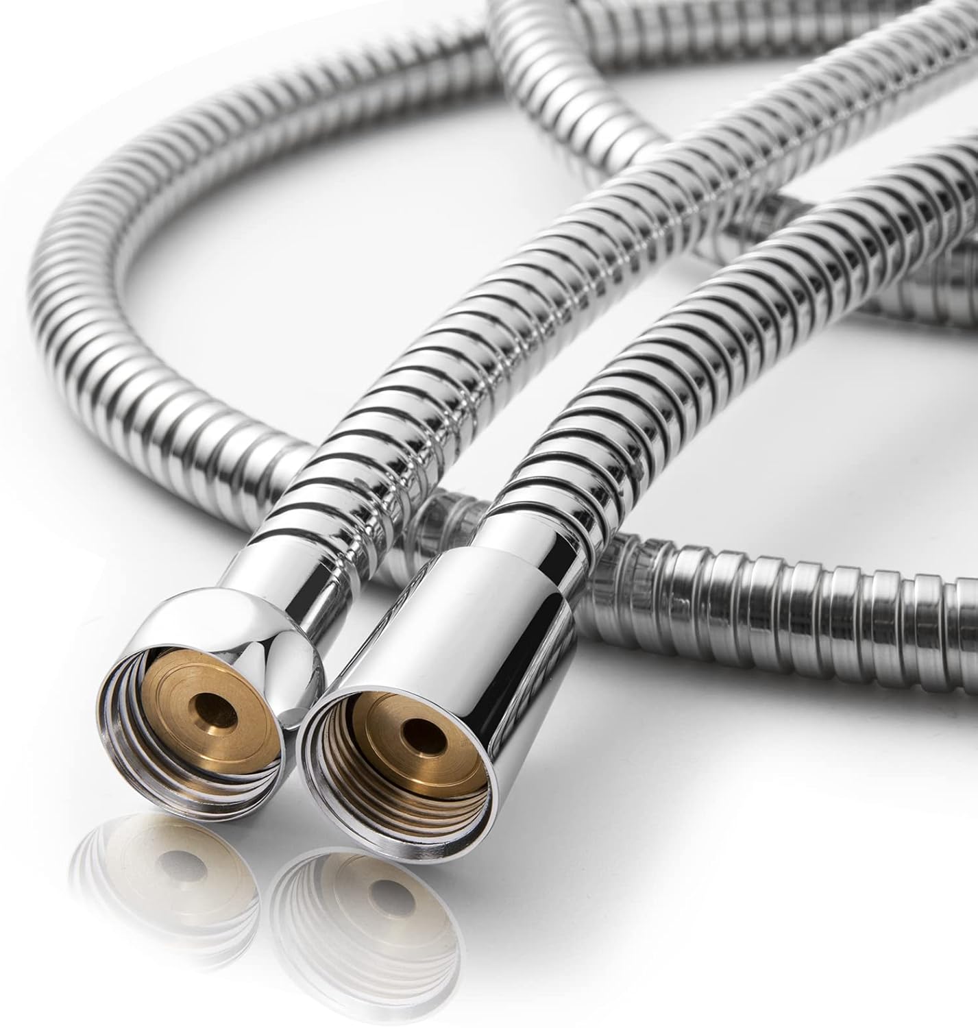 Picture of Shower Hose, 48 Inch Bidet Hose High Pressure Explosion Proof Toilet Hose for Bidet Sprayer Stainless Steel Electroplating Handheld Shower Hose Flex Hoses with Woven Inner Tube, Chrome (Silver)