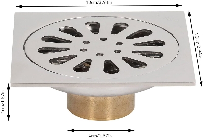 Picture of MADE IN CHINA Floor Drain, Electroplating Copper Stainless Steel Fast Drainage, Shower Floor Drain, Hair Strainer Floor Drain for Home Bathroom Kitchen Garage Garden Balcony Washing Machine (Silver)