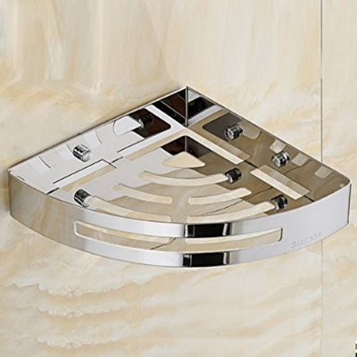 Picture of Premium Quality - 304 stainless steel Bathroom Corner Shelf Wall Shelf Toilet Bathroom Kitchen  Bathroom Storage Shelf Wall Hanging Basket Multifunctional Storage Corner shelf (Silver)
