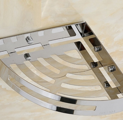 Picture of Premium Quality - 304 stainless steel Bathroom Corner Shelf Wall Shelf Toilet Bathroom Kitchen  Bathroom Storage Shelf Wall Hanging Basket Multifunctional Storage Corner shelf (Silver)