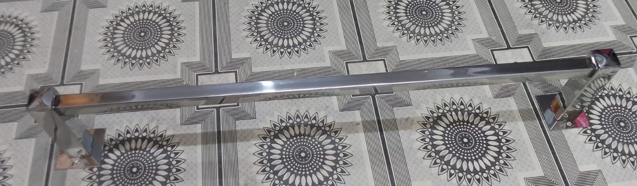 Picture of 24-Inch Single Towel Bar, Bathroom Kitchen Towel Holder, Wall Mounted SUS304 Stainless Steel Towel Rack Square Shape (Silver)