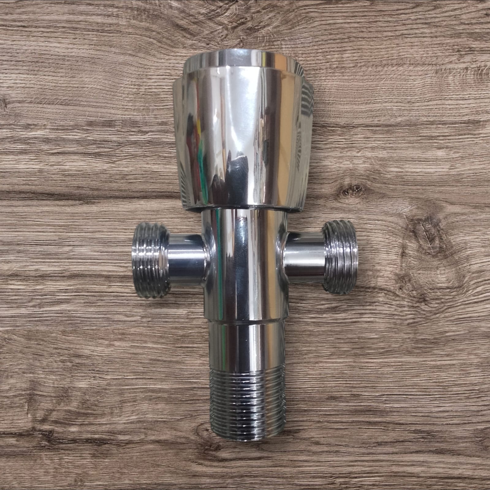 Picture of 1/2 Inch 3 Way/2in one Angel valve/ Shower Diverter Valve, Brass Body, Globe Valve, Bathtub & Shower Diverter, Chrome & Brass Finish (Silver)