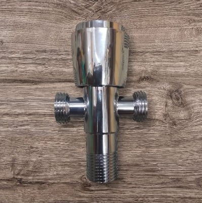 Picture of 1/2 Inch 3 Way/2in one Angel valve/ Shower Diverter Valve, Brass Body, Globe Valve, Bathtub & Shower Diverter, Chrome & Brass Finish (Silver)