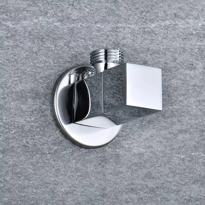 Picture of High Quailty Square Brass Angle Valve Shut Off Water Stop Valve for Faucet and Toile Wall Mounted G1/2 Inlet and Outlet Chrome Plated Lasting (Silver)