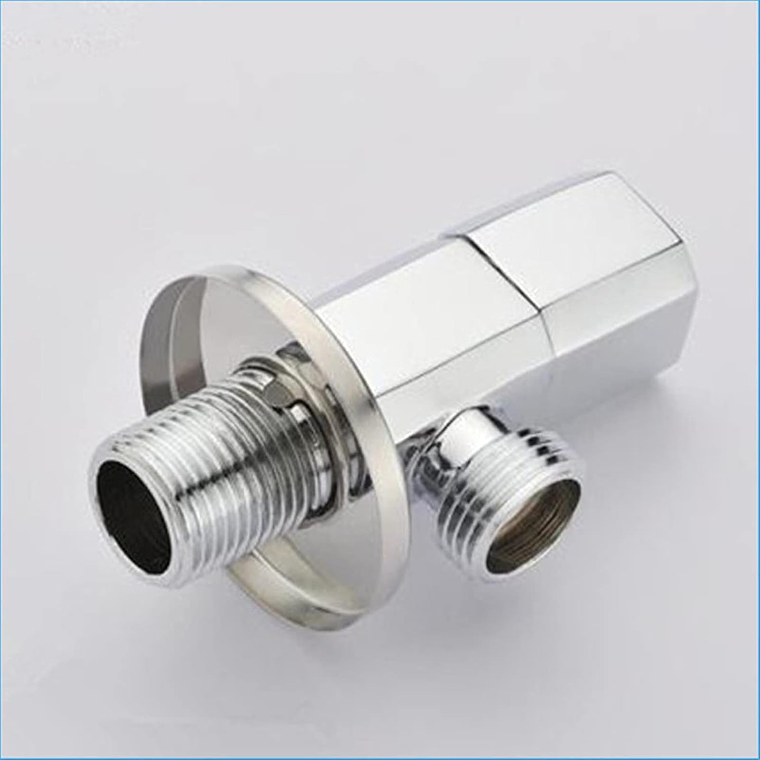 Picture of Valve 1pcs Brass Angle Valve Bathroom Cold Hot Shut Off Water Angle Stop Valve for Faucet and Toilet Kitchen Wall Mounted G 1/2 Threaded Strong and Sturdy (Color : Chrome) (Silver)