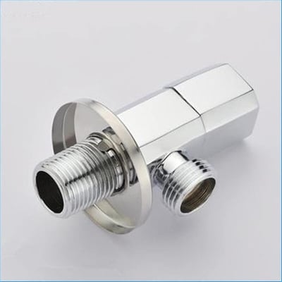 Picture of Valve 1pcs Brass Angle Valve Bathroom Cold Hot Shut Off Water Angle Stop Valve for Faucet and Toilet Kitchen Wall Mounted G 1/2 Threaded Strong and Sturdy (Color : Chrome) (Silver)