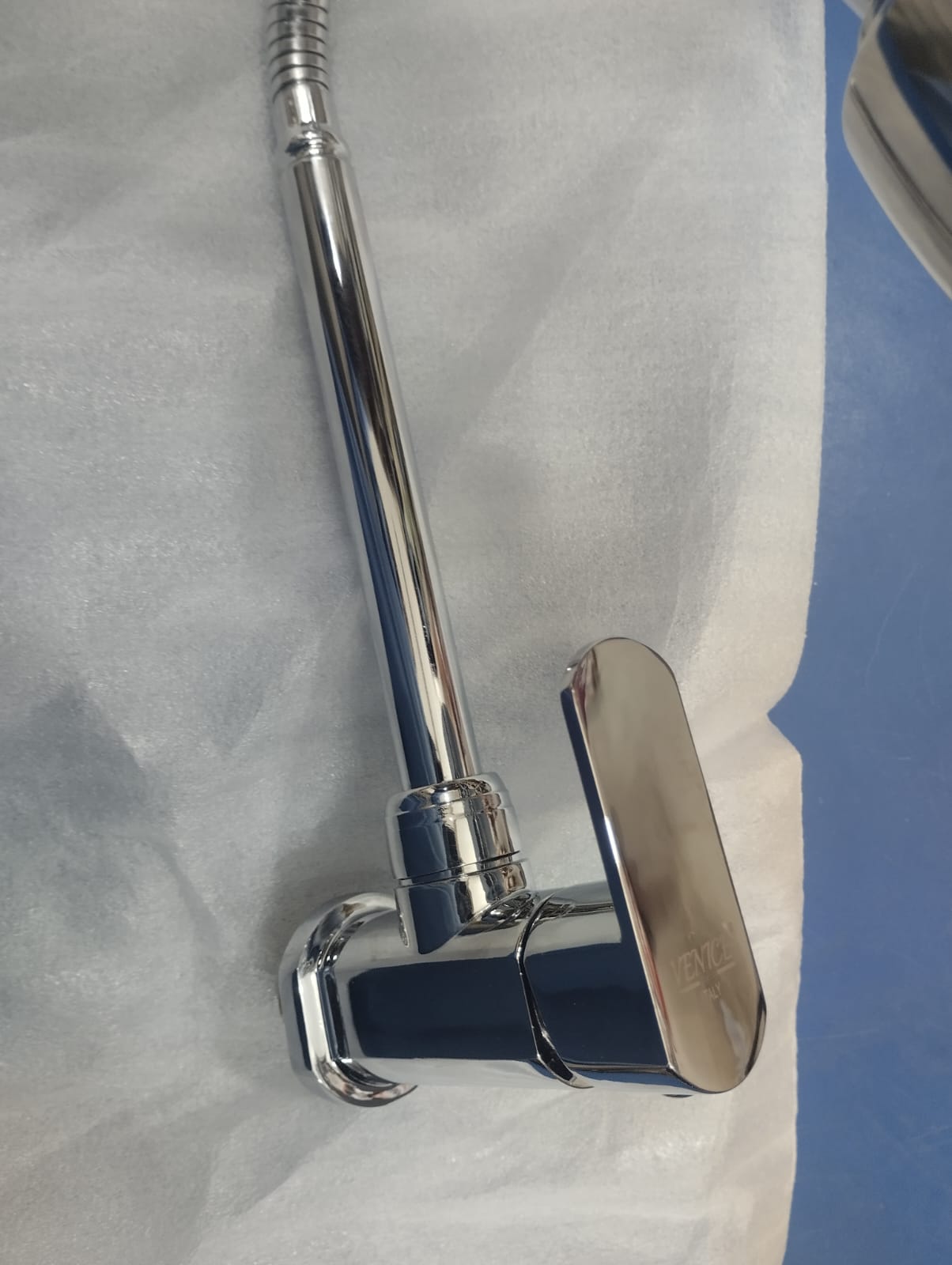 Picture of Kitchen Spout Flexible Sink Cock with Spout Rain Spray and Flange /Kitchen Sink Tap  Dual Flow Chrome Wall Mount (Silver)