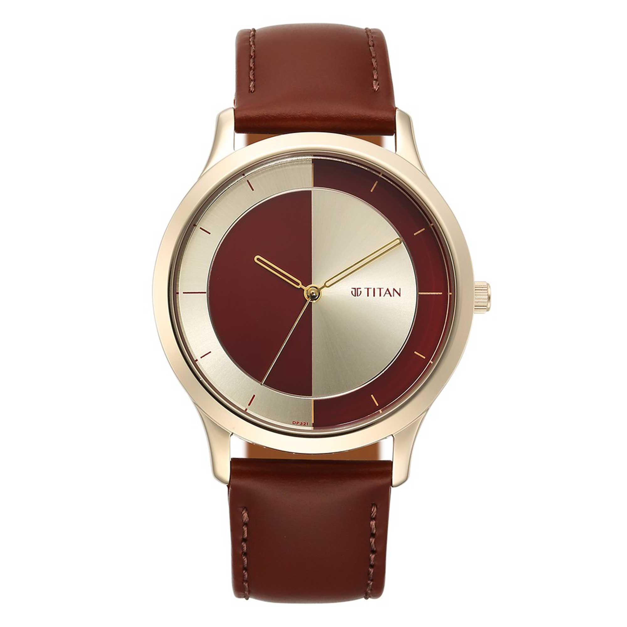 Picture of Titan 1825Wl04 Yin & Yang Red Dial Analog Leather Strap Watch For Men