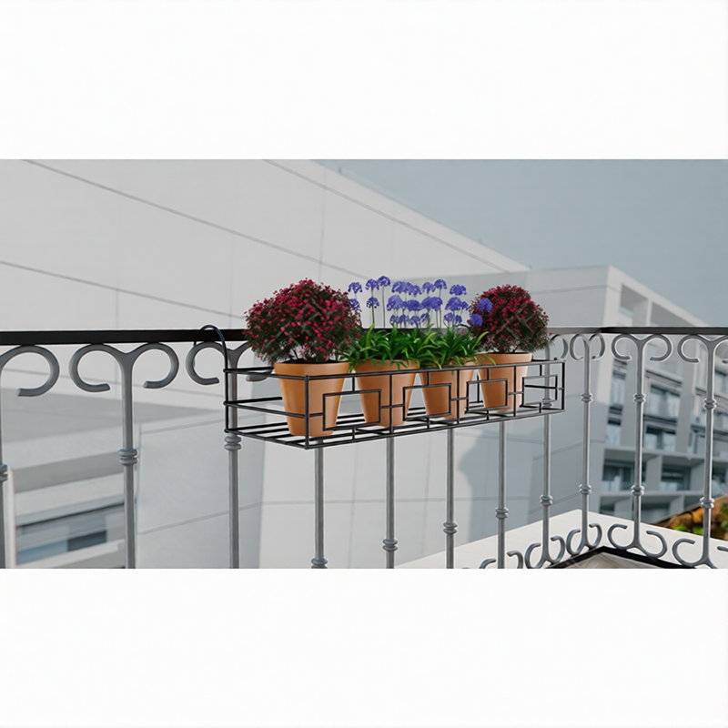 Picture of Metal Grill Rack Hanging Planter Pot 36×8×4 inches-1 Pc(Black)