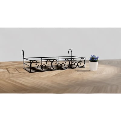 Picture of Metal Grill Rack Hanging Planter Pot 24x8x4 inches -1 Pcs. (Black)