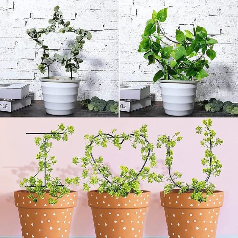 Picture of Creative Metal Garden Trellis for Climbing Plants, Black Coating Rust-Proof Potted Plants Climbing Holder Rack, Plants Support Used for Garden Stem Vine Creeping Decoration (Black)