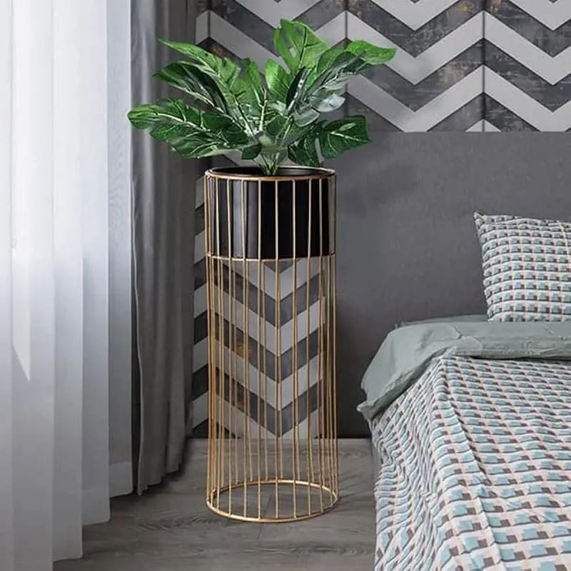 Picture of Metal Planter Stand Gold Stand Indoor Outdoor Home Decor 2 Piece (Golden)