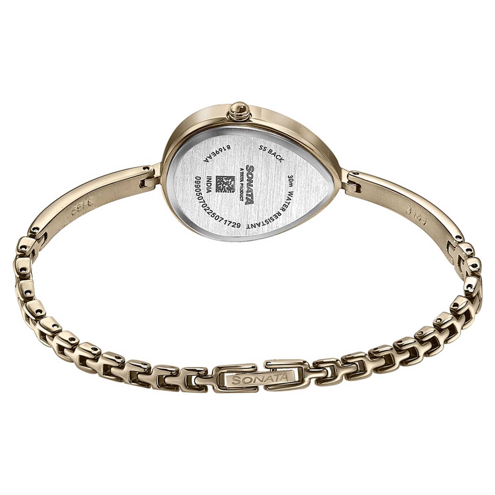 Picture of Sonata Gold Oval Dial Gold Strap Watch For Ladies
