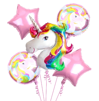 Picture of Unicorn Theme foil/air/Helium Balloons for girls / boys/kids birthday/1st-first Birthday Party Decorations - Multicolor