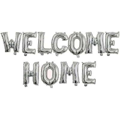 Picture of Welcome Home Balloon Banner Style Balloons Foil Letter Balloon Anniversary Celebration Party Decorations Alphabet Foil Mylar Balloons for Welcome Party Decoration Supply (Silver) - Silver