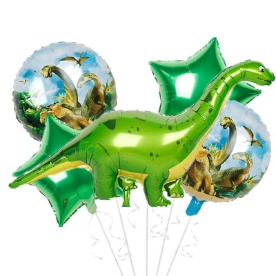 Picture of Green Theme Inflatable Foil Balloons Set for Birthday Party Decoration (Pack of 5) - Green
