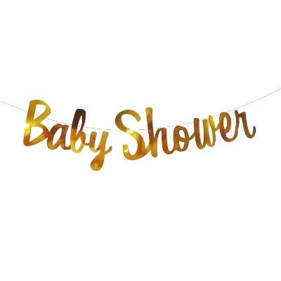 Picture of Baby Shower bunting Banner for Baby Shower Decorations - 1pc | Baby Shower Decoration Item | Baby Shower Golden Banner - Golden