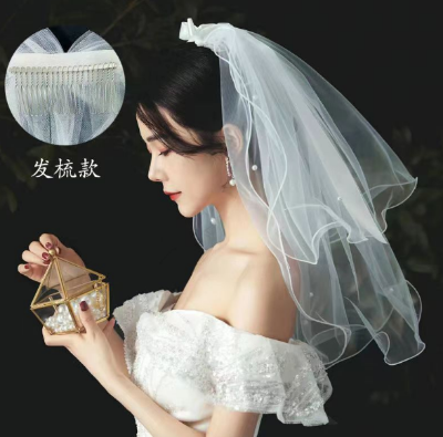 Picture of Bridal Veil Korean White Wedding Fairy Travel Short Small Veil Wedding Veil Bridal Accessories