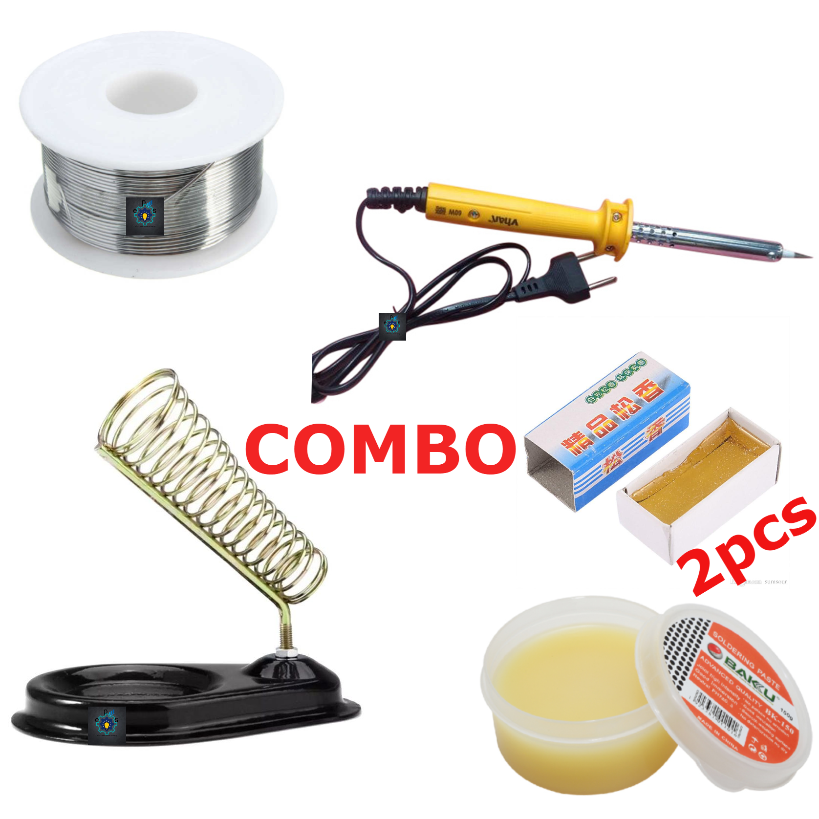 Picture of Soldering Package-Soldering Iron,Lead,2pcs Rosin And Soldering Stand,Soldering Paste (Multicolor)