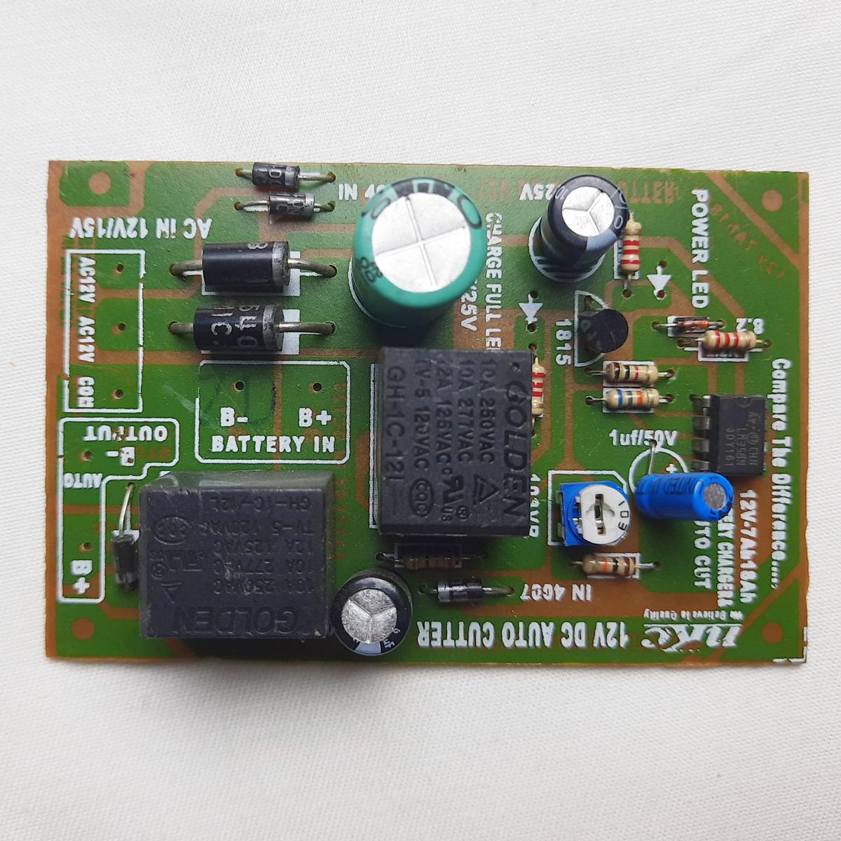 Picture of Auto Cut Circuit Dc 12V Double Relay For Dc 12V Battery Charger & Protection Circuite - Solar Panel - Power Bank Circuit - solar charge controller (Silver)