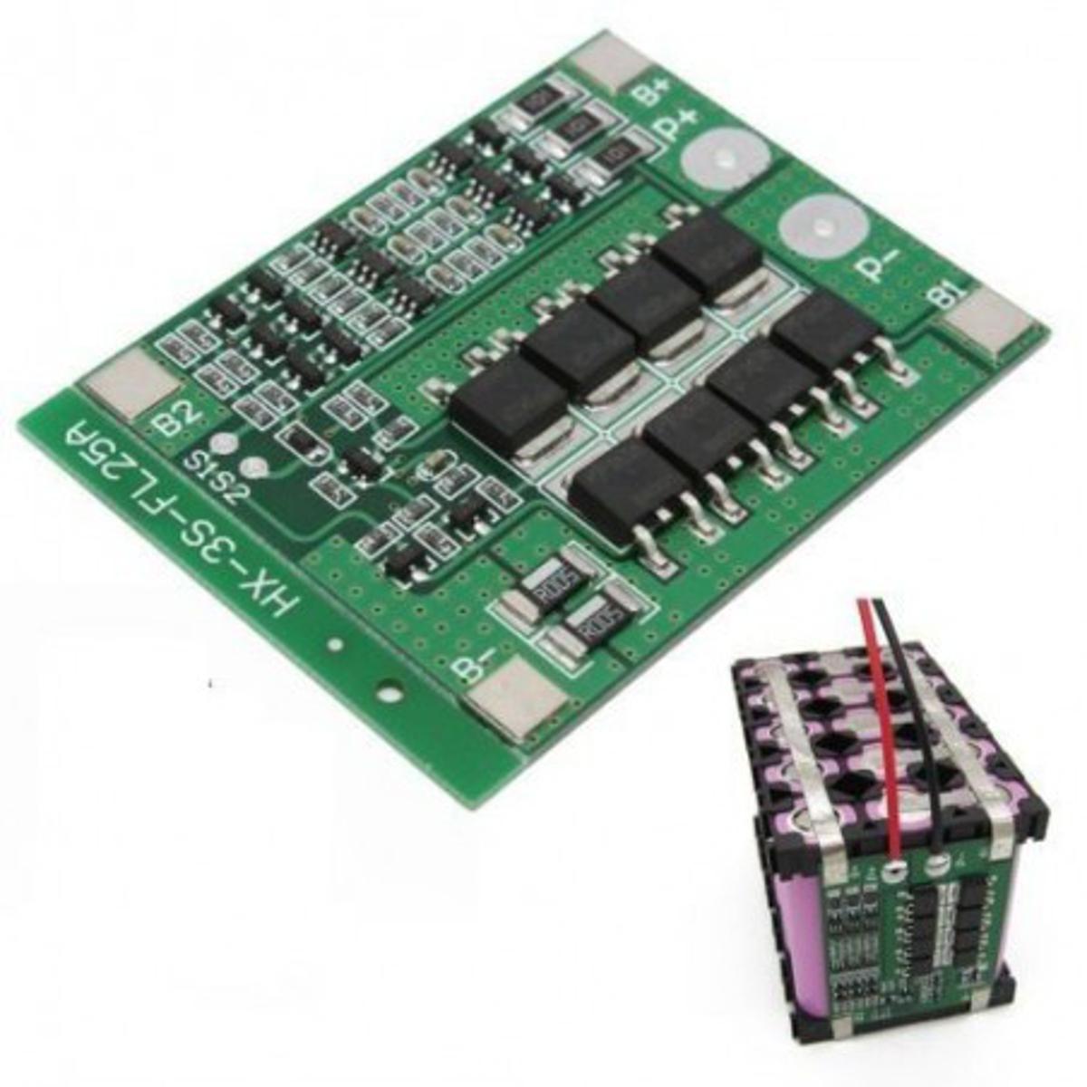 Picture of 3S 25A 12V Li-ion 18650 Lithium Protection Board BMS PCB Short Circuit (Silver)