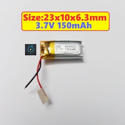 Picture of Heavy Duty 801023 Bluetooth Headphone Battery 3.7V 150Mah Size 23X10X6.3Mm Lithium Polymer Rechargeable Lipo Battery For Bluetooth Headset Earphone Battery Smart Watch Mp3 - Battery (Silver)
