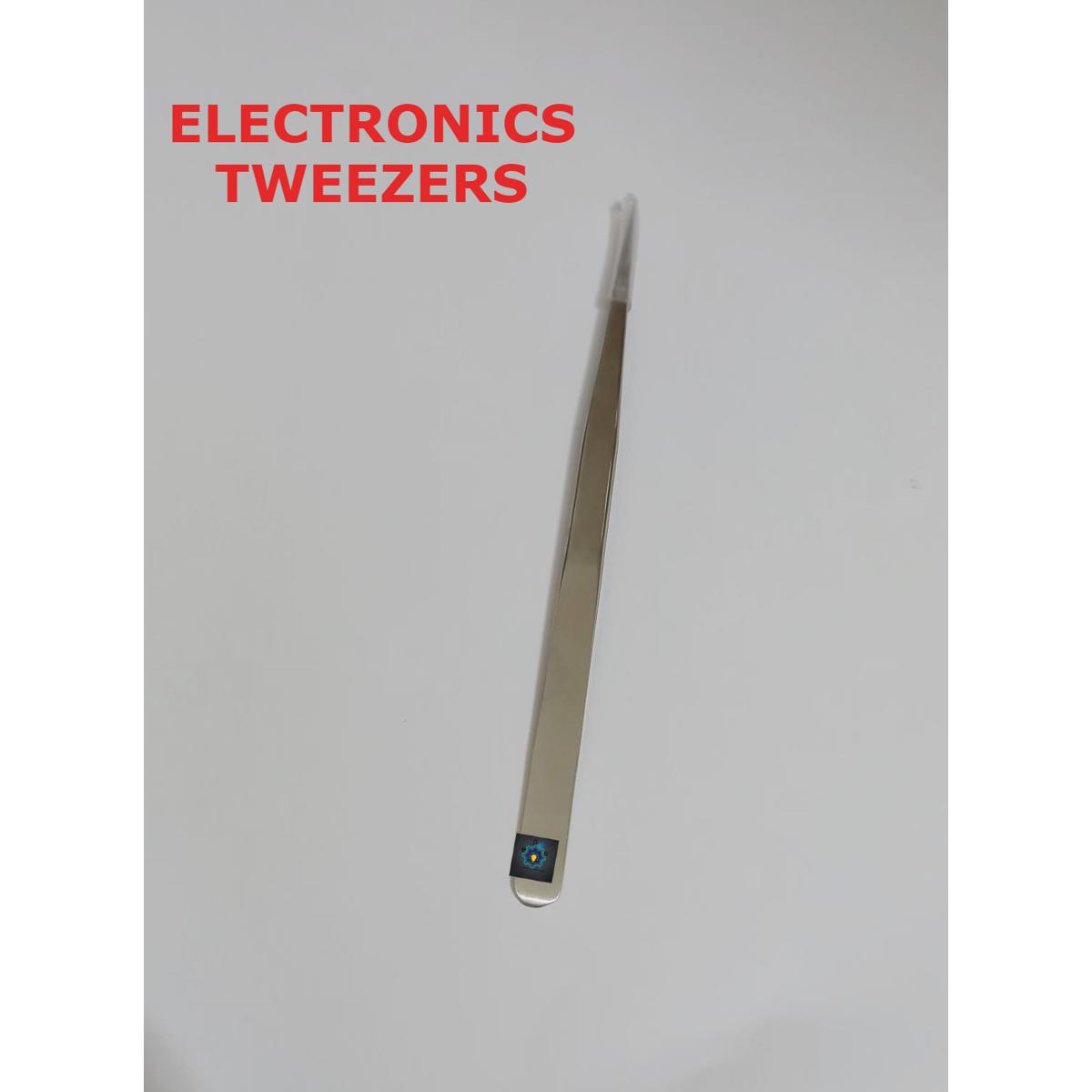 Picture of Tweezers Straight Style High Precision Grade Polished Tweezer Thin Straight 110mm Length Stainless Steel Hair Treatment Electronics Tweezers (Silver)