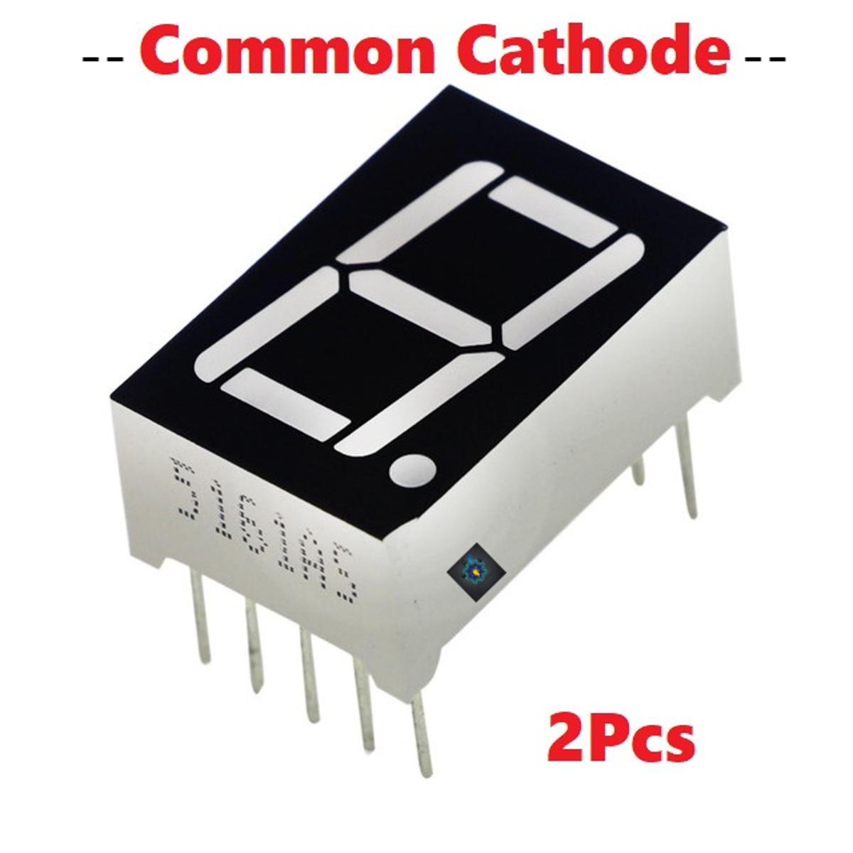 Picture of 2Pcs- Common Cathode CC 0.56″ Inch Single Digit 7 Segment Red Color LED Digital Display (Black)