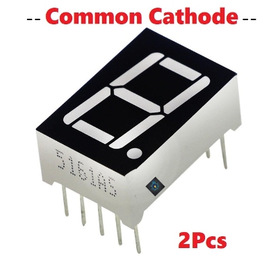 Picture of 2Pcs- Common Cathode CC 0.56″ Inch Single Digit 7 Segment Red Color LED Digital Display (Black)