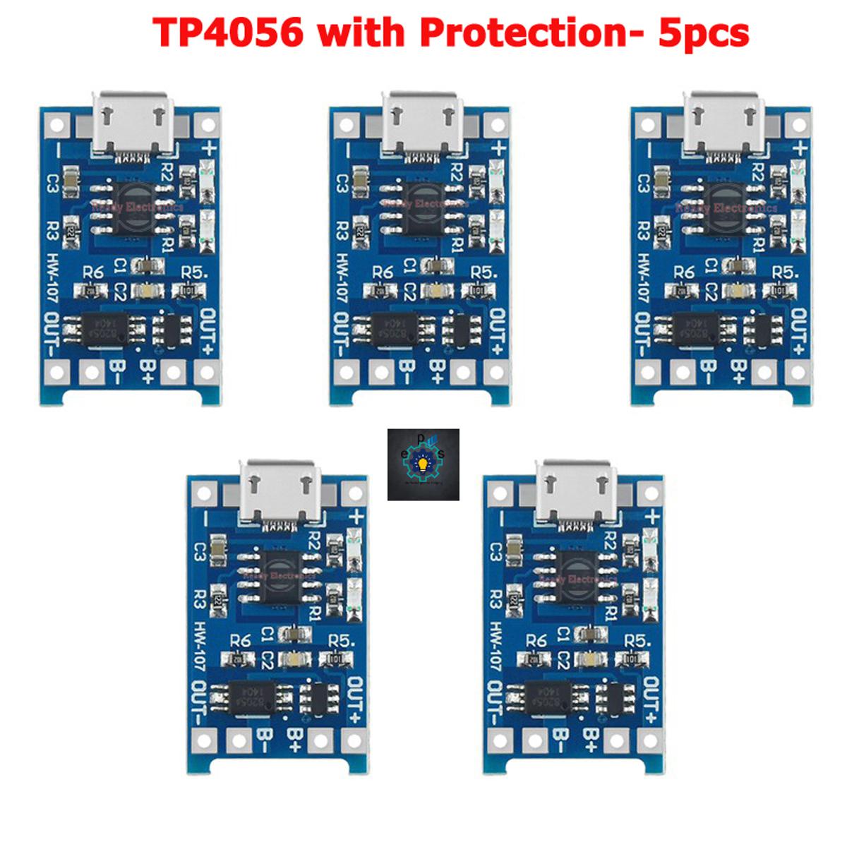 Picture of TP4056 1A Battery Charging Module with Protection-Micro B USB (Multicolor)