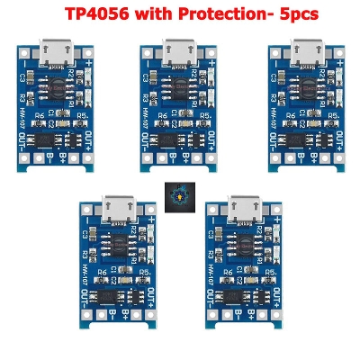 Picture of TP4056 1A Battery Charging Module with Protection-Micro B USB (Multicolor)