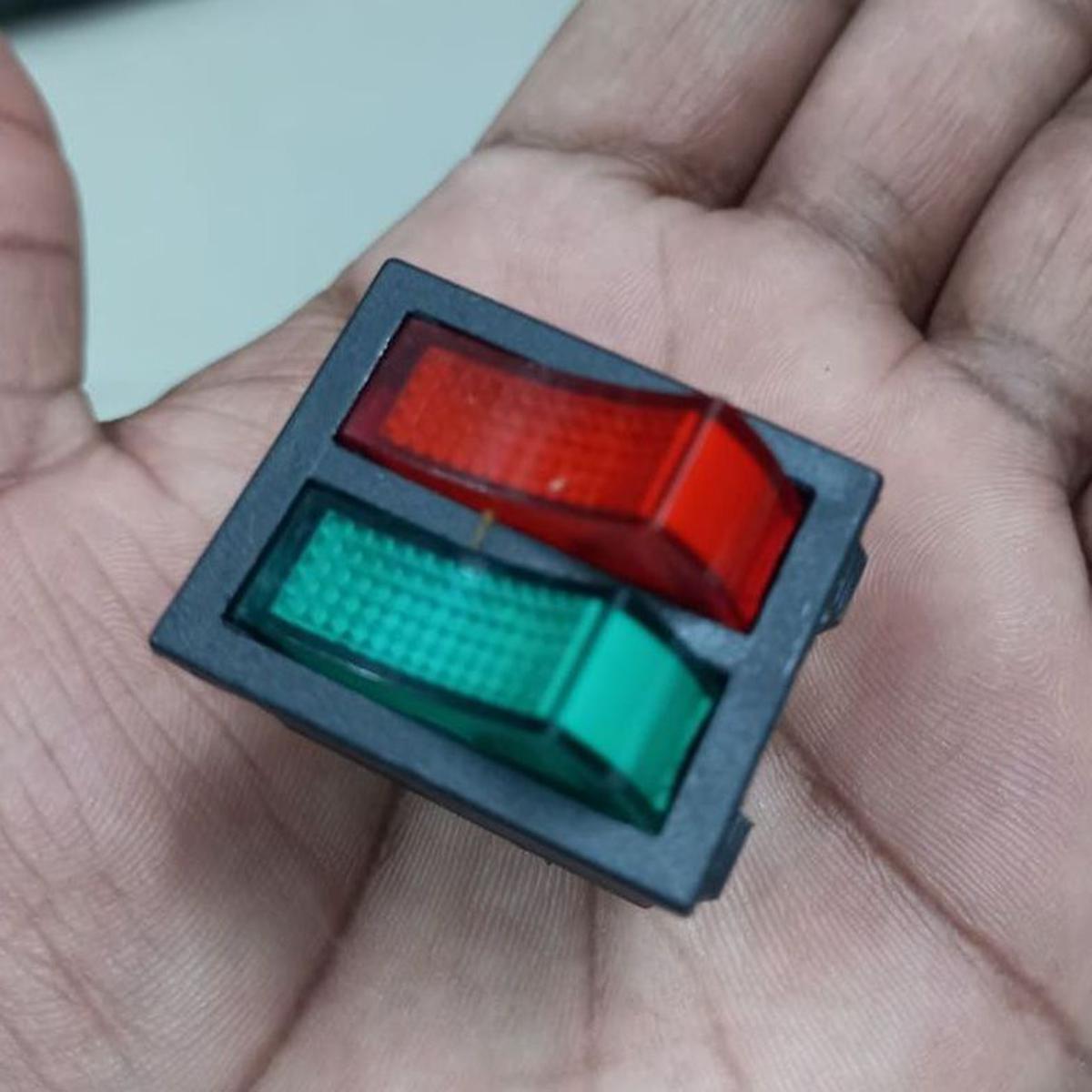 Picture of DOUBLE BOAT BLACK & RED Rocker Switch 4 Pin 250V 15A 4Pin On Off Full Illuminated Neon RED Indicator SPST Power Switch For Auto Car Boat IPS UPS (Multicolor)