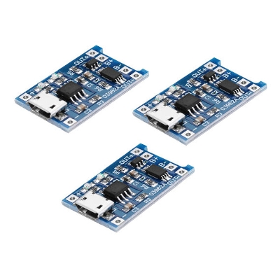 Picture of TP4056 Micro USB Input Dual Protection Lithium/ Li-po Battery Charger Module (3 Pieces) (Silver)