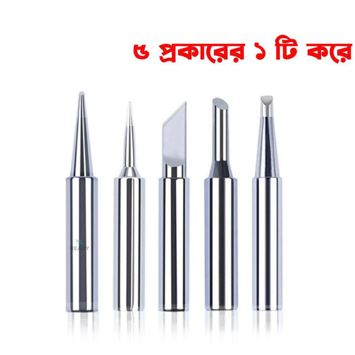 Picture of Soldering Iron TIP KD 900M I+B+K+2.4D+3C Type 5Pcs Pure Copper Soldering Iron Head Set Inside Hot Bare Copper using Koocu V900 V501 V900C XCY 908 and Same Type Iron- Each 1 pcs (Silver)