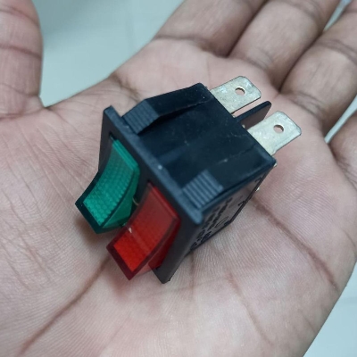 Picture of KCD2 Double Boat Rocker Switch 6 Pin On-Off With Green Red Light 15A 250VAC Powerpoints Switches & Savers (Multicolor)