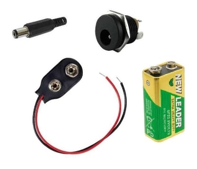 Picture of 9 Volt Battery, Connector With Dc Jack & Socket (Multicolor)
