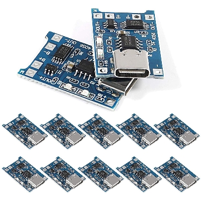 Picture of TP4056 Type-c USB 5V 1A 18650 Lithium Battery Charger Module Charging Board with Dual Protection Functions (Silver)