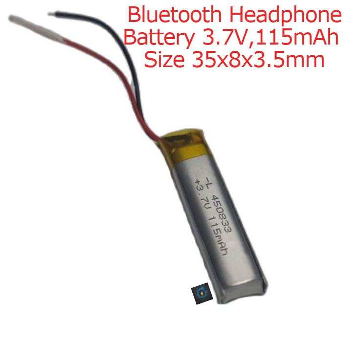 Picture of Bluetooth Headphone Battery 3.7V 115mAh Size 35x8x3.5mm Lithium Polymer Rechargeable Lipo Battery For Bluetooth Smart Watch MP3 (Silver)