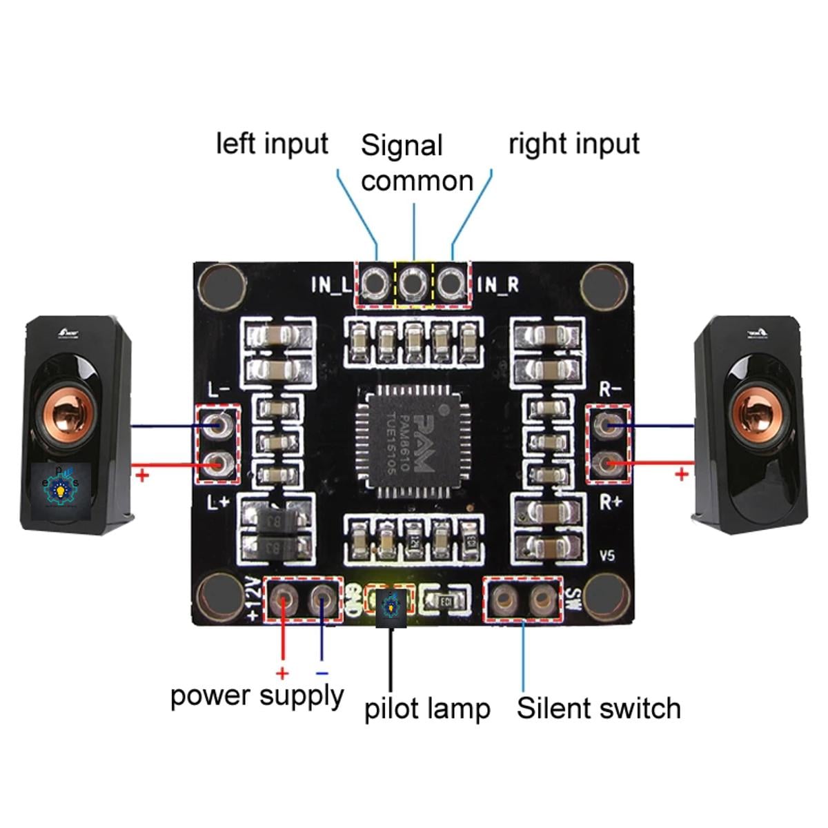 Picture of PAM8610 digital power amplifier board 2 x15w dual channel stereo mini class D power amplifier board