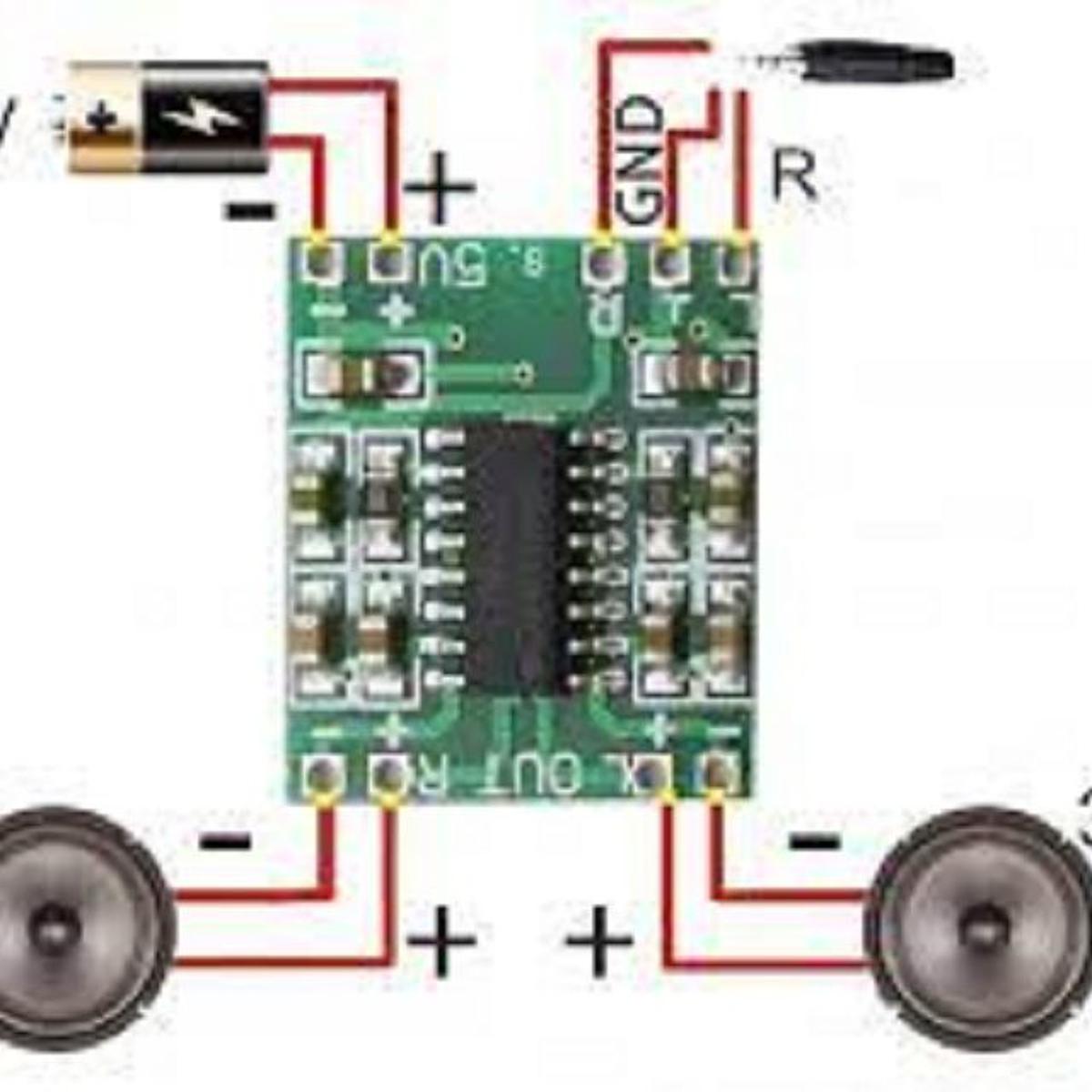 Picture of combo offer 5v Bluetooth Stereo audio receiver and Mini Digital Power Amplifier Drive Board 3W +3W circuit Board